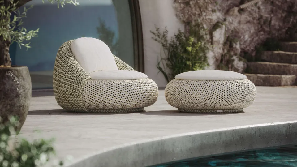 Dedon Atolo outdoor furniture, set up outdoors