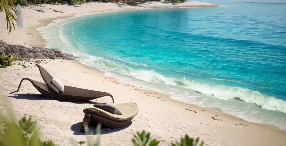 Dedon Leaf lounger in Coffee Dedon Fiber, a woven outdoor lounge chair