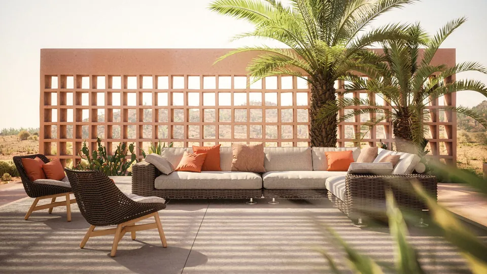 Dedon Paros outdoor furniture, set up outdoors