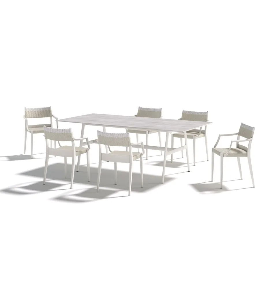 Dedon Play armchair in Alpine, colorful patio chairs for outdoor dining