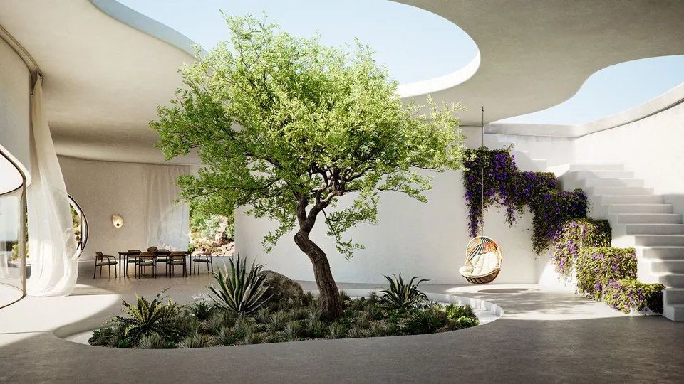 Dedon Roii outdoor furniture, set up outdoors