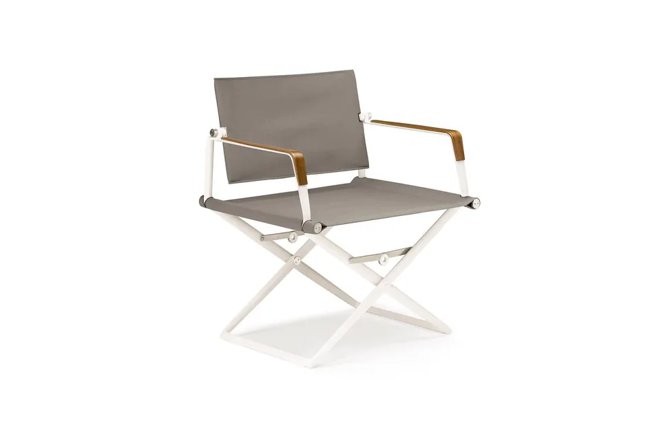 Dedon Seax lounge chair armrest with sea-bent plywood finish - lipari frame, studio photo