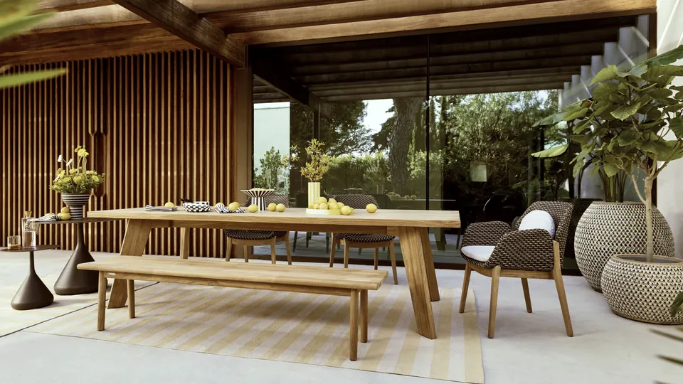 Dedon Solyd outdoor furniture, set up outdoors