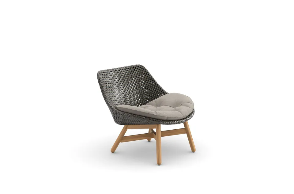 Dedon Mbrace club chair in Arabica fiber, outdoor lounge chair with teak legs